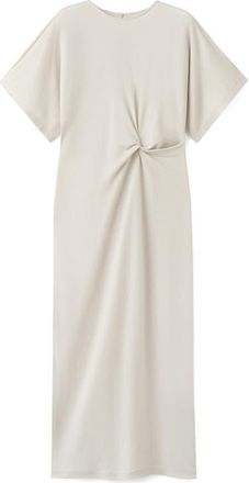 Mango Gathered Midi Dress in Ecru at Nordstrom, Size 12