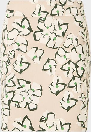 Akris Floral Stretch Denim Mini Skirt