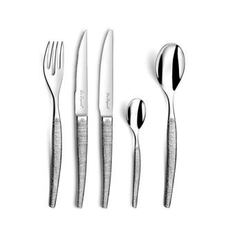 Lou Laguiole Juego de cubiertos de 30 piezas para mesa y carne Acero Inoxydable Ac