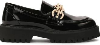 Kazar Gelakte instap halfschoenen op track zool - Dames - Loafers - Zwart - 40 EU - Leer - Schoenen