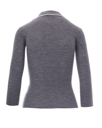 Elisabetta Franchi Ribbed Wool Knit Polo - Gray