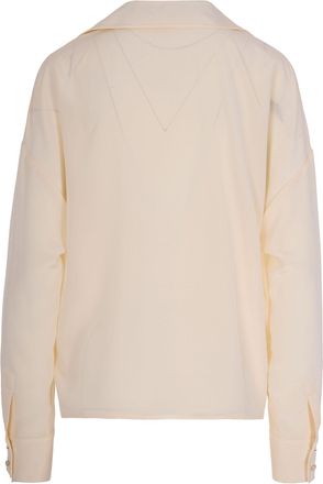 Max Mara Womens Blouse Colono Beige Silk Shirt