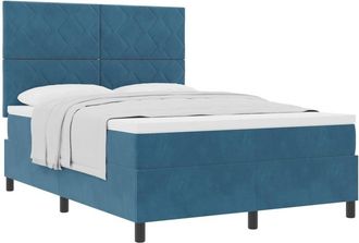 vidaXL Box Spring Bed with Mattress Dark Blue 160 x 200 cm Fabric vidaXL