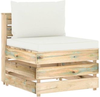 vidaXL Sof&aacute; Central Seccional Con Cojines Madera Impregnada Gris Vidaxl