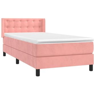 vidaXL Cama Box Spring Con Colch&oacute;n Terciopelo Rosa 80x200 Cm Vidaxl