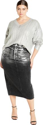 City Chic Womens Citychic Plus Size Jumper Iliana, Silver, Small