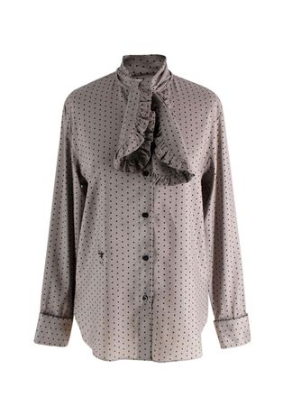 Dior Grey Polka Dot Silk Blouse Size XXS