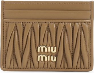 Miu Miu Matelass&eacute; Nappa Leren Kaarthouder - Dames - Portefeuilles - Bruin - ONE Size - Leer - Accessoires