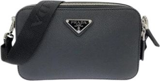 Prada Pre-owned Saffiano Travel Shoulder Bag - Dames - Vintage Schoudertas - Zwart - ONE Size - Leer - Vintage
