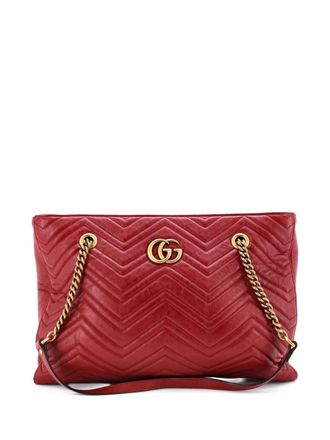 Gucci GG Marmont Zip Tote Matelasse Leather Medium shoulder bag - Rood