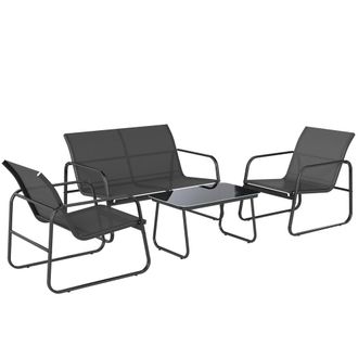 OUTSUNNY Muebles de jard&iacute;n 112x73x74 cm gris oscuro y negro