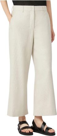 Max Mara Wide Broeken - Dames - Wijde Broeken - Beige - M - Katoen - Broeken