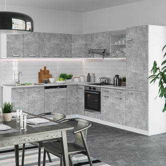 Vicco Cocina Esquinera R-line, Hormig&oacute;n, 227 X 287 Cm, Et M&aacute;rmol