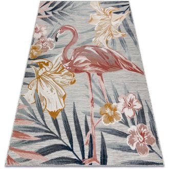 RugsX Rugsx - Alfombra Estructural Botanic 65263 Flamenco, Flores Tejido Plano En El Balc&oacute;n, Terraza - Gris Multicolour 176x270 Cm