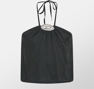 Diesel Womens Halter Relaxed Fit Tank in Jet Black - Size 14 UK
