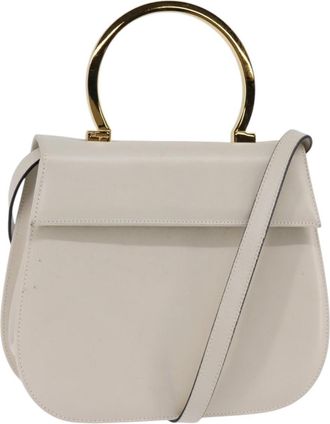 Ferragamo Gancini Handbag Leather White Leather Handbag (Pre-Owned)