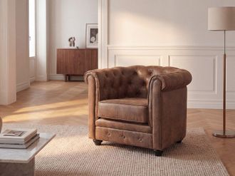 Vente-Unique Poltrona CHESTERFIELD in microfibra aspetto cuoio invecchiato