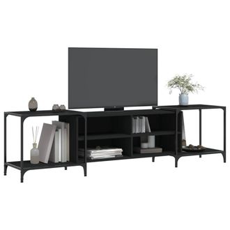 Berkfield Home TV Cabinet Black 203x37x50 cm Engineered Wood | Size: 203 x 37 x 50 cm
