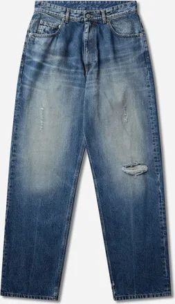 Maison Margiela Men s Distressed Straight Leg Jeans Medium Blue