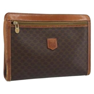 Celine Pre-owned Clutches, female, Brown, Size: ONE SIZE Pre-owned Macadam Canvas Hand Bag