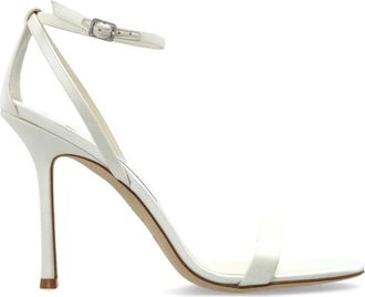 Jimmy Choo London Schoenen, Dames, Wit, 39 EU, Leer, Moza 100 Hoge Sandalen