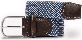 Swole Panda Unisex Recycled Woven Belt, Elastic Woven Belt for Men and Women - Navy Fine Weave