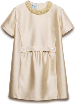 Prada Long Embroidered Sabl&eacute; Dress