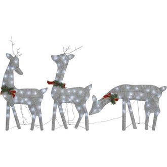 vidaXL Familia Renos De Navidad Malla Blanco Fr&iacute;o Plateado 270x7x90 Cm Vidaxl