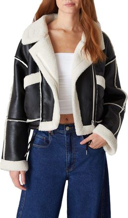 Blank NYC Faux Shearling Moto Jacket in Mountain View at Nordstrom, Size Small