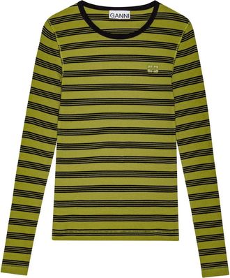 Ganni T-shirt a righe - Verde