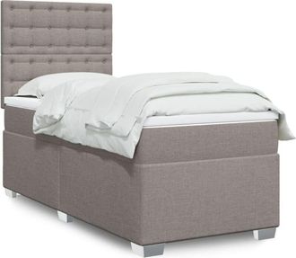 vidaXL Vidaxl - Cama Box Spring Con Colch&oacute;n Tela Gris Taupe 90x190 Cm