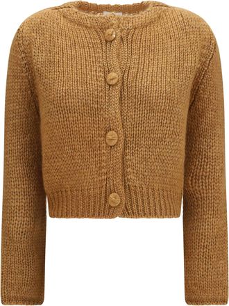 Forte_Forte Womens Chunky Knit Cardigan With Buttons Heliodore Silk Sweater