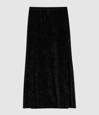 Jeanne Vouland Jupe Roky Resille Effet Velours Noir