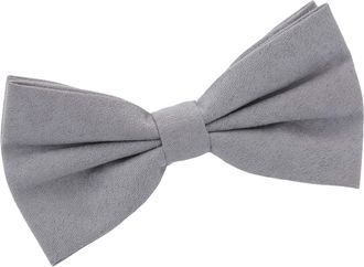 DQT Plain Suede Wedding Tuxedo Casual Pre-Tied Bow Tie for Men in Grey