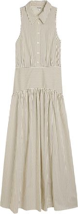 Staud Romy Striped Stretch-cotton Poplin Maxi Shirt Dress - White - 12 (UK16 / XL)
