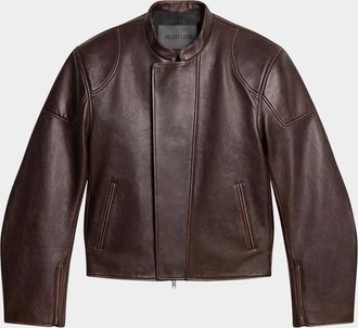 Helmut Lang Men & apos;s Leather Concealed-Zip Moto Jacket