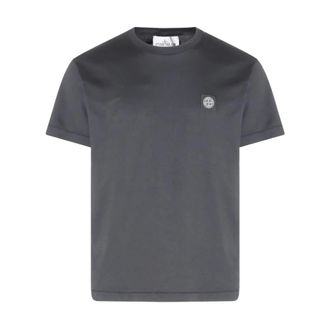 Stone Island Katoenen T-shirt met Ronde Hals en Logopatch - Heren - T-shirts - Grijs - S - Katoen - Tops
