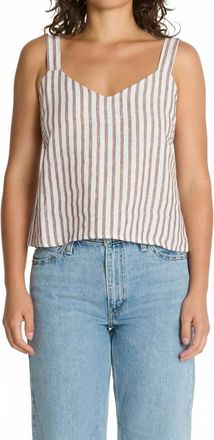 Nation Ltd Annie V-Neck Top In Praline Stripe