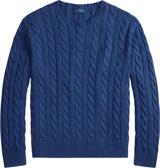 Ralph Lauren Truien & Vesten, Heren, Blauw, XL, Katoen, Katoenen kabelgebreide trui