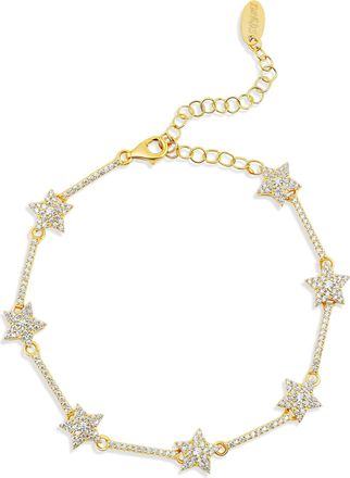 SHYMI Pav&eacute; Star Tennis Bracelet -.925 Sterling Silver, 14K Gold-Plated, Rose -Gold Plated, Rhodium Plated Cubic Zirconia Detailing, 6 with 2 Extender, Day t