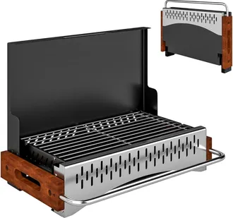OUTSUNNY Barbacoa de carb&oacute;n 50.5x34x33 cm negro