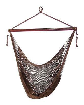 Sunnydaze Soft Polyester Extra-Large Hanging Rope Caribbean Hammock Chair -Mocha