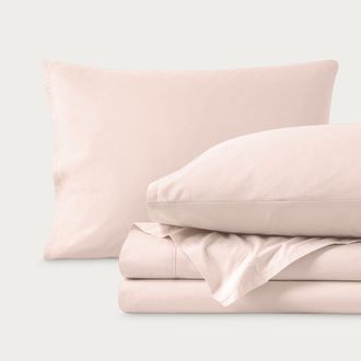 Bare Home 100% Organic Cotton Percale Cooling Sheet Set in Dusty Pink at Nordstrom, Size Twin X-Long