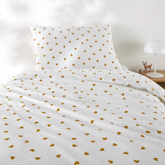 La Redoute Interieurs Beddengoed voor kinderen, van 50% gerecycled katoen, met rechthoekig kussensloop, Scacco caramel