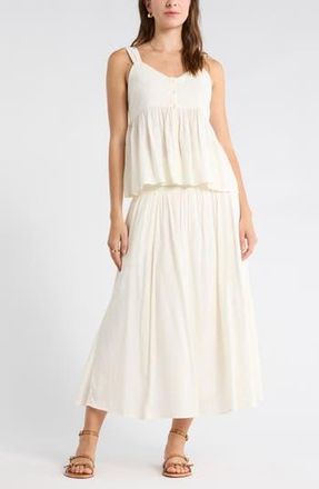 Melrose and Market Clip Dot Button-Up Tank in Ivory Egret at Nordstrom Rack, Size Xx-Large