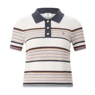 Casablanca Tops, Dames, Beige, XS, Katoen, Slim-Fit Korte Mouw Polo