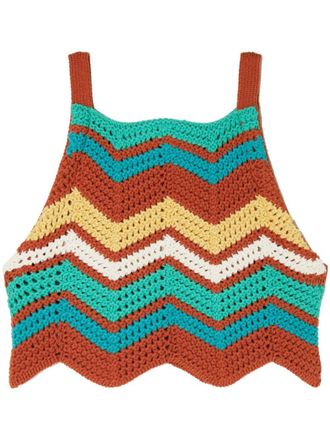 Alanui Kaleidoscopic chevron knit top - women - Cotton/Polyamide - S - Red