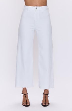 Pistola Denim Penny Crop High Waist Raw Hem Wide Leg Jeans in Blizzard at Nordstrom, Size 32
