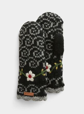 Alma Womens Floral embroidery mittens