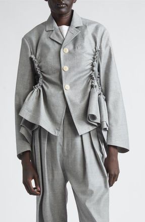 Comme Des Gar&ccedil;ons Yarn Dyed Single Breasted Tropical Wool Blazer in Top Gray at Nordstrom, Size Medium